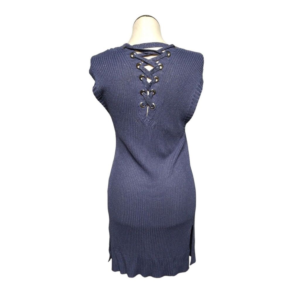 Chico's Womens Cardigan Sweater Size 1 - M Blue Open Front Sleeveless